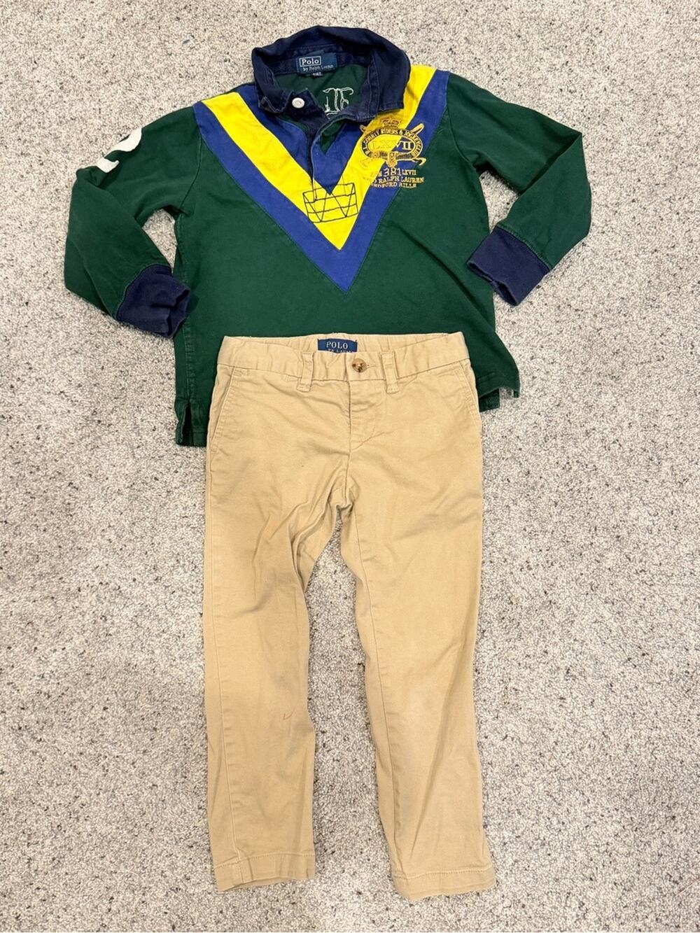 Classic Vintage Polo Ralph Lauren Rugby Polo & Khaki Pants boys 3T old money